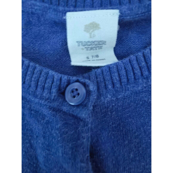 Tucker + Tate Girls 7/8 Cardigan Sweater Royal Blue 100% Cotton Lightweight - Picture 3 of 4